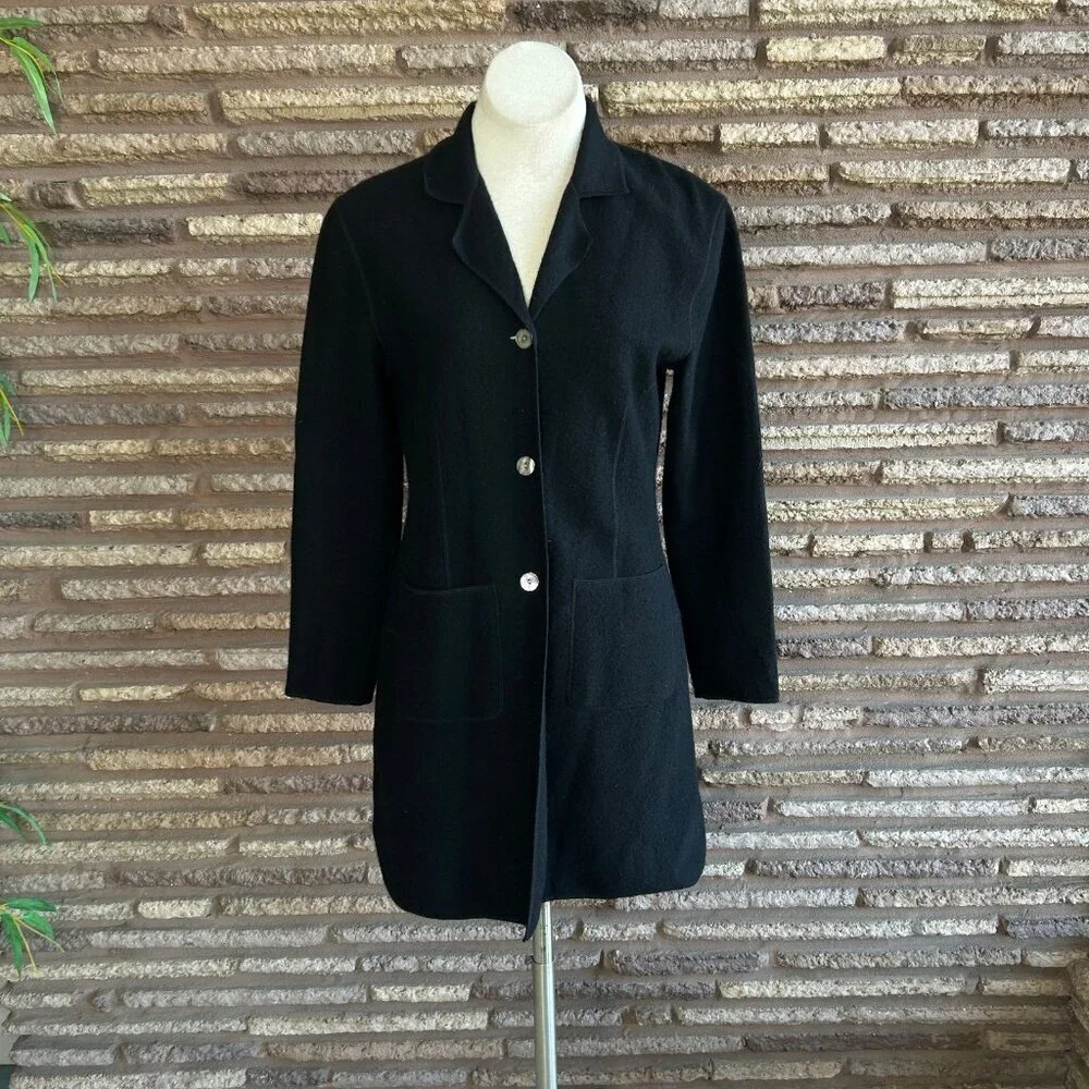 Dean & White Black 100% Boiled Wool Duster Sweater Coat Size Small
